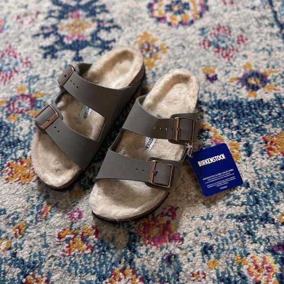 Birkenstock Women's Arizona Shearling Suede Sandals Size 36 New In Box - Picture 9 of 13